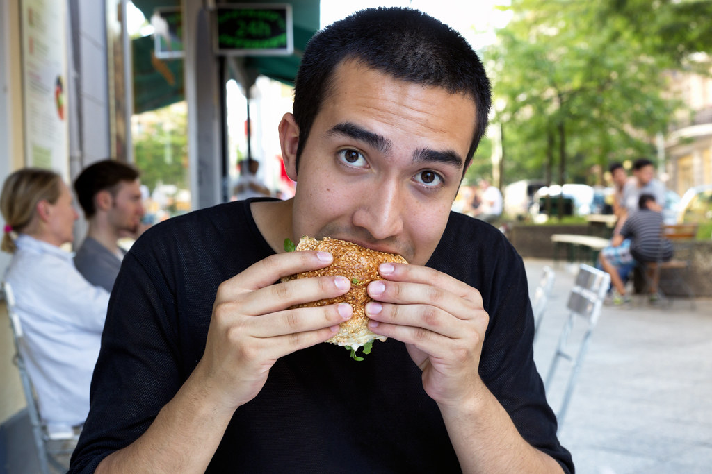 Person eating a burger