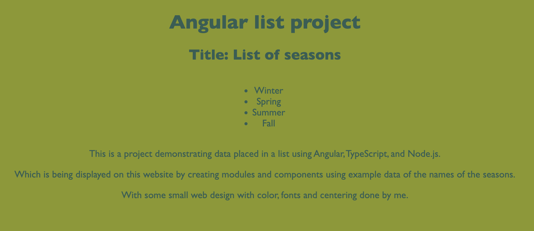 Photo of the Angular List Project